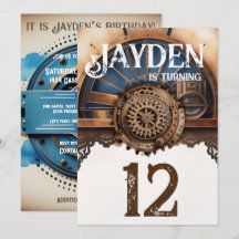 Blue Gold Steampunk Birthday Party