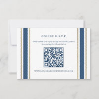 Blue Gold Stripe Nautical Wedding Online RSVP