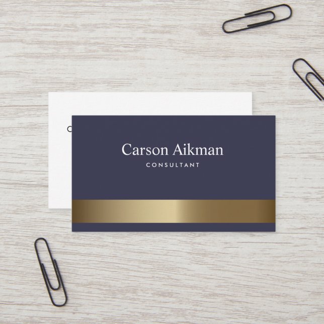 Blue Gold Striped Business Card (Front/Back In Situ)