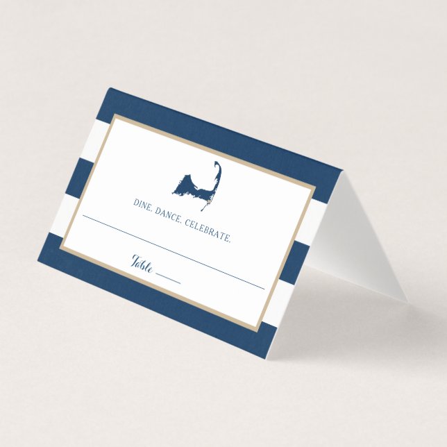 Blue Gold Stripes Chatham Cape Cod Mariage Siège (Front)