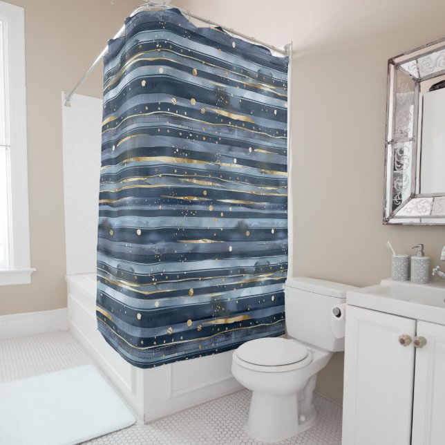 Blue Gold Stripes Dots (In Situ)