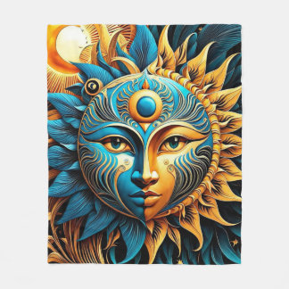 Blue & Gold Sun Fleece Blanket