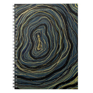 Blue Gold Swirl Glam Art Dream Journal Planner