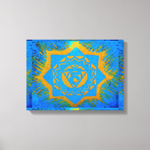 blue gold tantric symbol canvas print
