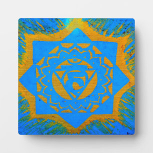 blue gold tantric symbol plaque