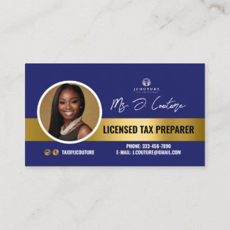 Blue & Gold Tax Preparer Accounting Business Card
