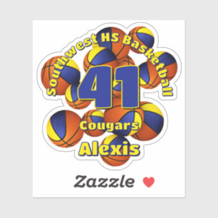 blue gold team colours basketballs kids name