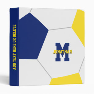 blue gold team colours kids soccer scrapbook binder