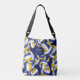 blue gold team colours volleyball coach name crossbody bag