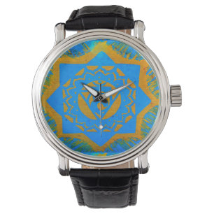 blue gold tibetan design watch