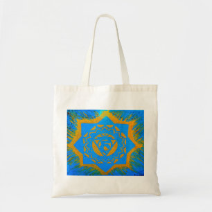 blue/gold tibetan style tote bag