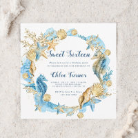 Blue & Gold Under the Sea Sweet Sixteen Birthday