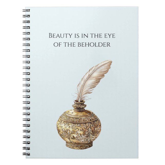 Blue Gold Vase White Feather Notebook (Front)