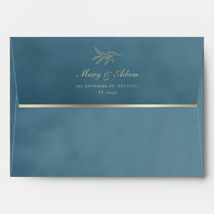 Blue & Gold Velvet Texture Wedding Envelope