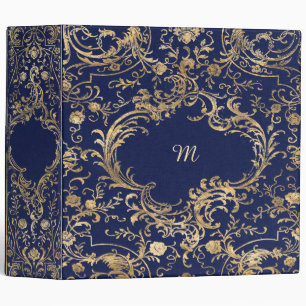 Blue gold Vintage Ornate Gold Binder