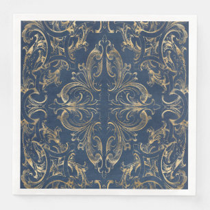 Blue gold Vintage Ornate Gold Napkin
