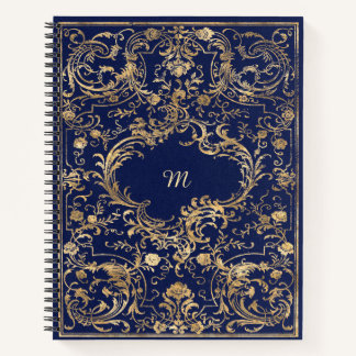 Blue Gold Vintage Ornate Gold Notebook