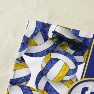 blue gold volleyball sports team colours gifts beach towel
