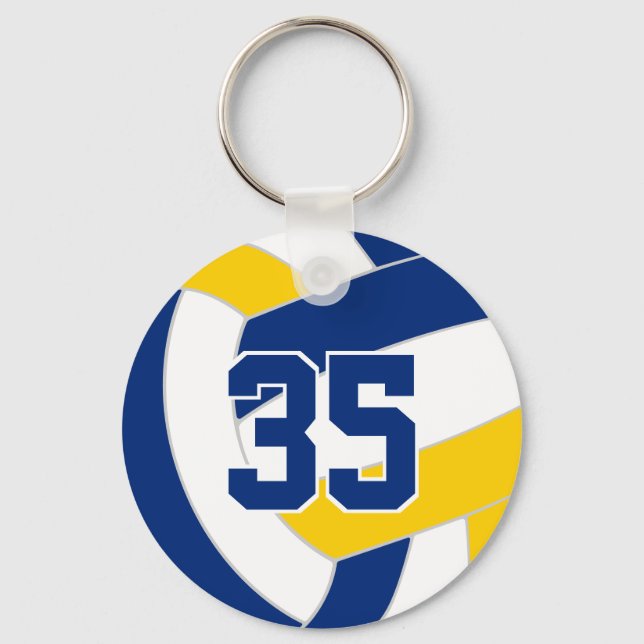 Blue gold volleyball team colours personalized keychain (Front)