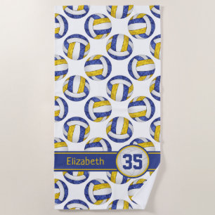 blue gold volleyball team colours sporty girls beach towel