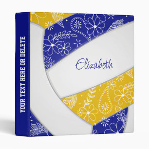 Blue gold w feathers paislies doodles volleyball binder