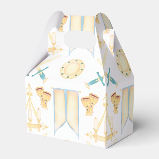 Blue & Gold Watercolour Little Prince Birthday Favor Box (Front Side)