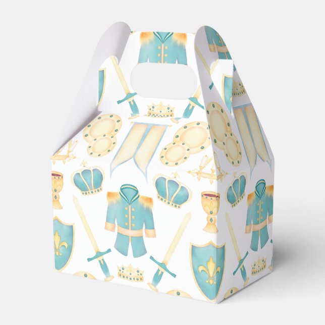Blue & Gold Watercolour Little Prince Birthday Favor Box (Front Side)
