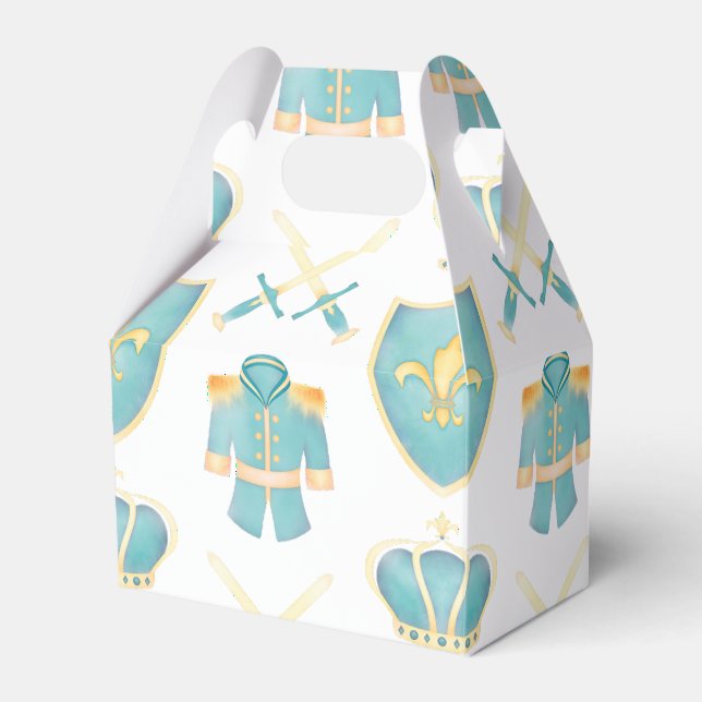 Blue & Gold Watercolour Little Prince Birthday Favor Box (Front Side)