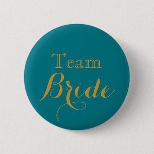 Blue Gold Wedding Team Bride 2 Inch Round Button