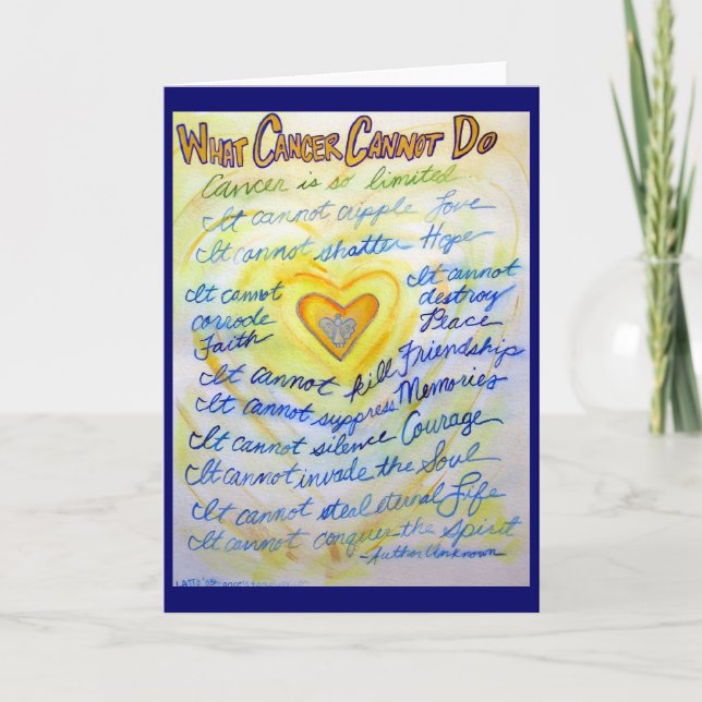 Blue & Gold What Cancer Cannot Do Greeting Card (Front)