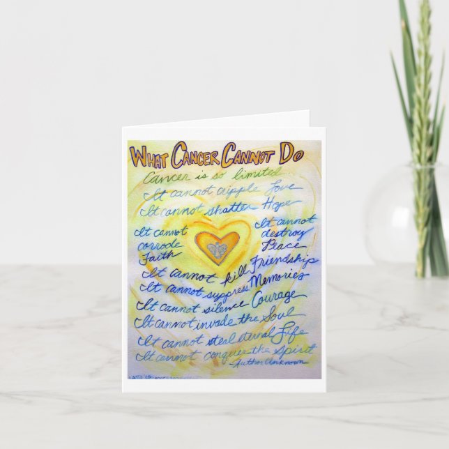 Blue & Gold What Cancer Cannot Do Greeting Card (Front)