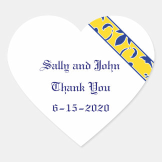 Blue, Gold, & White, Damask Favour Sticker