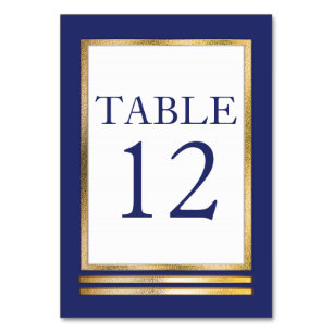 Blue Gold White Modern Simple Elegant Table Number