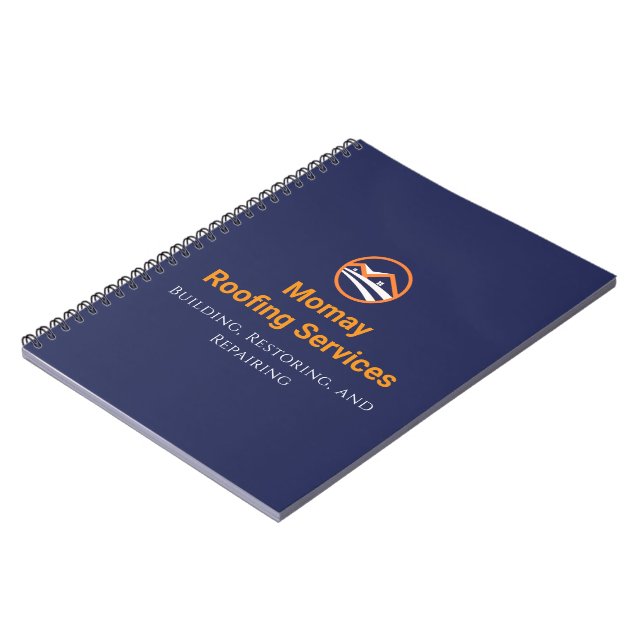 Blue Gold White Roofing Contractor  Notebook (Left Side)