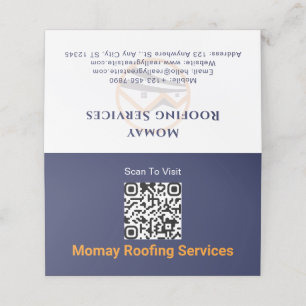 Blue Gold White Roofing Contractor QR Code Loyalty Card