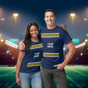 Blue Gold White Sports Jersey Team Name Unisex T-Shirt