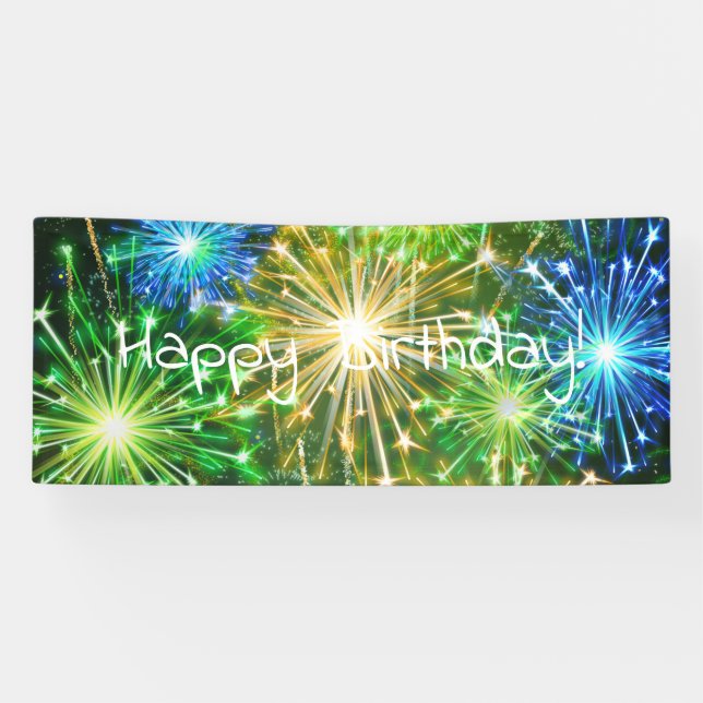blue Gold yellow fireworks Banner (Horizontal)
