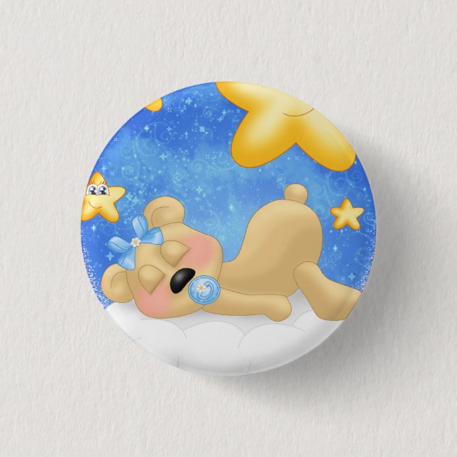 Blue Golden Bear 1 Inch Round Button (Front)