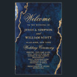 Blue Golden Marble Agate Wedding Ceremony Program<br><div class="desc">For further customization,  please click the "customize further" link and use our design tool to modify this template. If you prefer Thicker papers / Matte Finish,  you may consider to choose the Matte Paper Type. 
 If you need help or matching items,  please contact me.</div>
