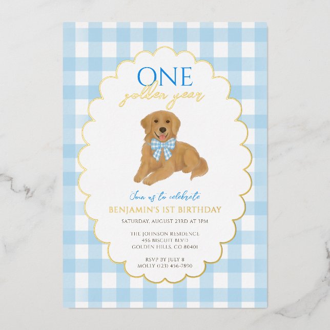 Blue Golden Retriever Puppy Pawty 1st Birthday (Front)