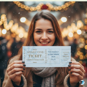 Blue & Golden Simple Fair Christmas Ticket Invitation