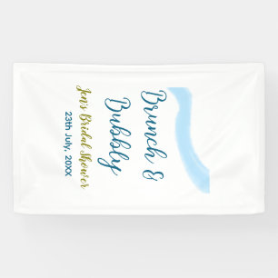 Blue golden watercolor bubbly and brunch bridal sh banner