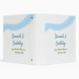 Blue golden watercolor bubbly and brunch bridal sh binder