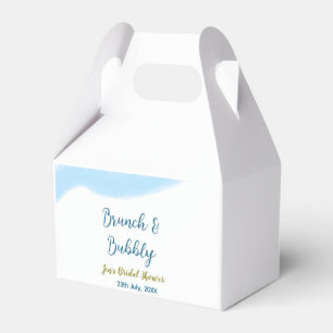 Blue golden watercolor bubbly and brunch bridal sh favor box