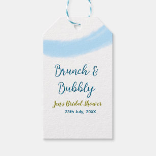 Blue golden watercolor bubbly and brunch bridal sh gift tags