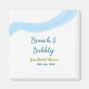 Blue golden watercolor bubbly and brunch bridal sh magnet
