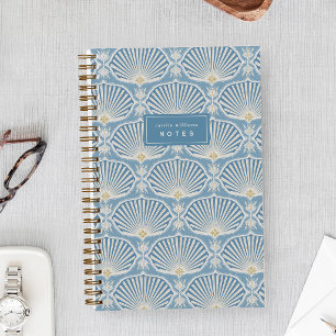 Blue & Goldenrod Deco Fans Personalized Notebook
