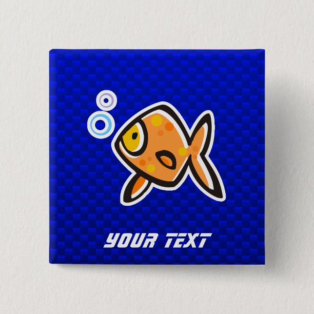 Blue Goldfish 2 Inch Square Button (Front)