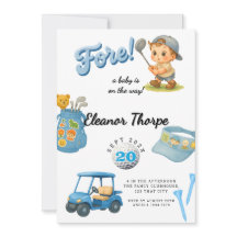 Blue Golf Baby Shower Invite for Boy