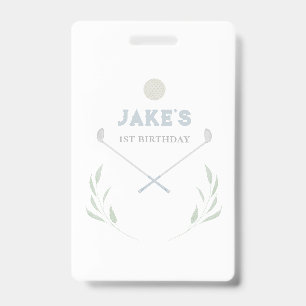 Blue Golf Birthday Party Paper Plates Badge